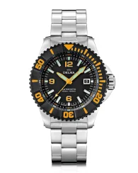 Stříbrné pánské hodinky Delma s ocelovým páskem Blue Shark IV Silver Black 47MM Automatic