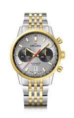 Stříbrné pánské hodinky Delma s ocelovým páskem Continental Silver / Gold 42MM Automatic