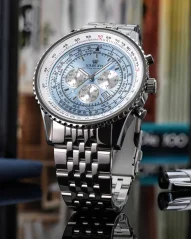 Miesten hopeinen Louis XVI -kello teräshihnalla Artagan 3420 - Silver Blue 47.5MM