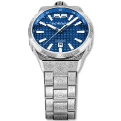 Men's silver Bomberg Watch with steel strap OCEAN BLUE 43MM Automatic