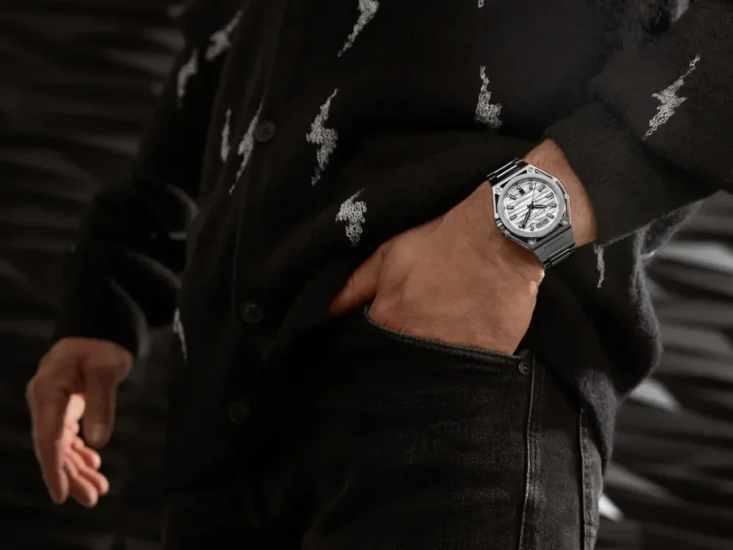 Men's silver Bomberg Watch with steel strap EDGE WHITE 43MM Automatic