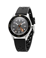 Stříbrné pánské hodinky Undone s gumovým páskem Basecamp Explorer Black / Orange 43MM Automatic
