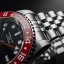 Men's silver Davosa watch with steel strap Ternos Ceramic GMT - Black/Red Automatic 40MM