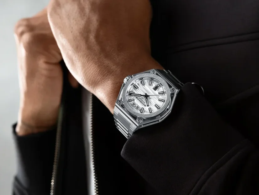 Men's silver Bomberg Watch with steel strap EDGE WHITE 43MM Automatic