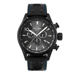 Men's black TW Steel with leather strap Swiss Volante SVS308 48MM