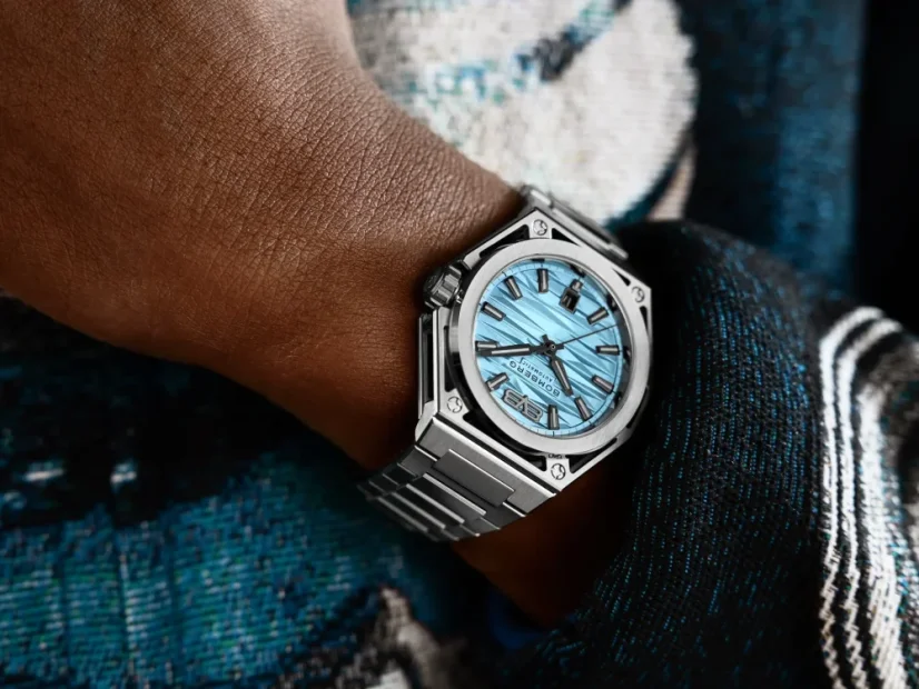 Men's silver Bomberg Watch with steel strap EDGE CYAN 43MM Automatic