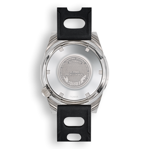 Orologio da uomo Squale in colore argento con elastico 1521 Classic Rubber - Silver 42MM Automatic