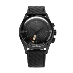 Schwarze Herrenuhr Vulcain mit Lederband Nautical Heritage Full Black - Black Carbon Leather 42MM Automatic