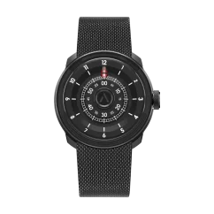 Schwarze Herrenuhr Aisiondesign Watches mit Stahlband NGIZED Suspended Dial - Black Case 42.5MM