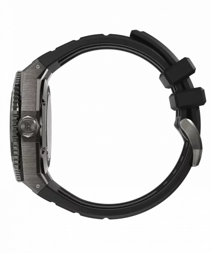 Zilverkleurig herenhorloge van Paul Rich met een rubberen band Aquacarbon Pro Forged Grey - Sunray 43MM Automatic