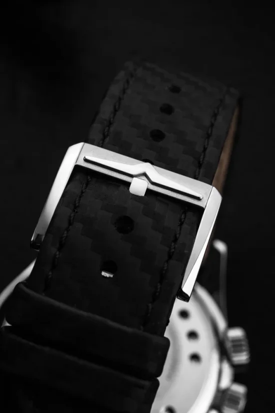 Men's silver Vulcain watch with leather strap Nautical Heritage Black White Luminova Steel Triple Caseback - Brown Plain 42MM Automatic
