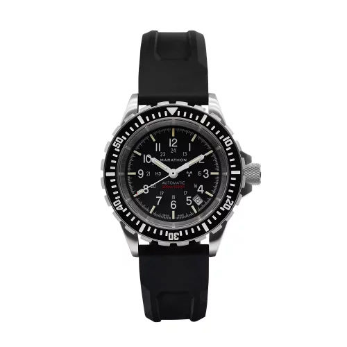 Miesten hopea Marathon Watches - kello teräsrannekkeella Large Diver's 41MM Automatic