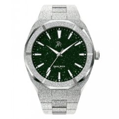 Men's silver Paul Rich watch with steel strap Frosted Star Dust - Green Silver 42MM