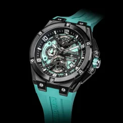 Černé pánské hodinky Ralph Christian s gumovým páskem The Apex Chrono - Aqua Marine 46MM