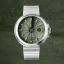 Męski srebrny zegarek 22Designstudio Watches ze stalowym paskiem Concrete Sport Olive Green 45MM Automati