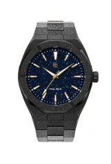 Černé pánské hodinky Paul Rich s ocelovým páskem Frosted Star Dust - Black 42MM