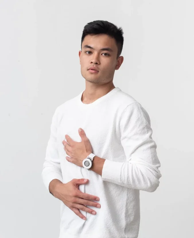 Men's silver Eone watch with leather strap Bradley Element White - Silver 40MM