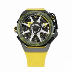Relógio masculino de prata Mazzucato com bracelete de borracha RIM Monza Black / Yellow - 48MM Automatic
