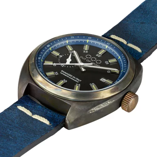 Men's silver Out Of Order Watch with sleather teel strap Torpedine Blue 42MM Automatic