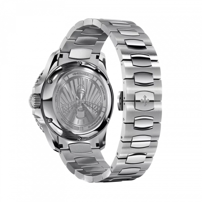 Herrenuhr Venezianico in Silber mit Stahlarmband Nereide Tungsteno 4521501C Blue 42MM Automatic