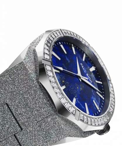 Montre Paul Rich pour homme en argent avec bracelet en acier Frosted Star Dust Lapis Nebula - Silver 45MM