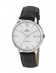 Men's silver Mondia watch with leather strap Elegance - Classic White 227 42MM