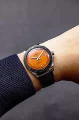 Montre Vulcain pour hommes en argent avec bracelet en acier Skindiver Nautique - Orange - Beads of Rice 44,5MM Automatic