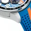 Stříbrné pánské hodinky Bomberg s gumovým páskem RACING 4.2 Blue / Orange 45MM