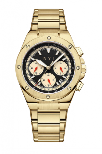 Χρυσό ρολόι NYI Watches για άντρες με ιμάντα από χάλυβα Doyers - Gold 41MM