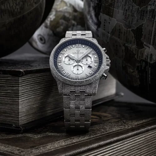 Men's silver Louis XVI watch with steel strap Frosted Aramis - Silver 43MM