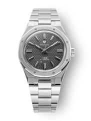 Men's silver Nivada Grenchen watch with steel strap F77 TITANIUM ANTHRACITE 68006A77 37MM Automatic