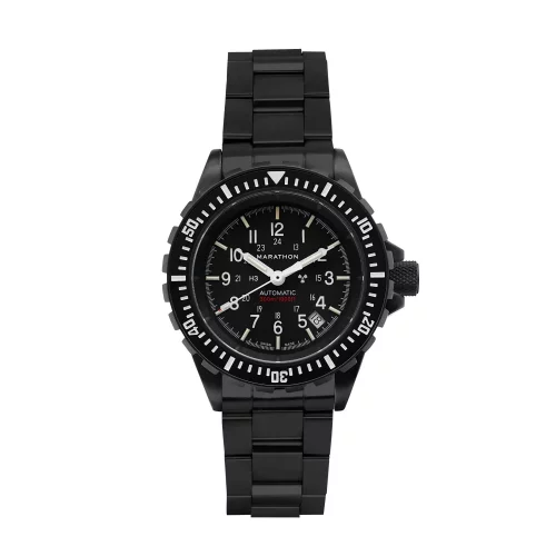 Muški crni sat Marathon Watches s čeličnim pojasom Anthracite Large Diver's (GSAR) 41MM Automatic