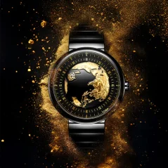 Men's black CIGA Design watch with steel strap U Blue Planet - Gilding Version 46MM Automatic