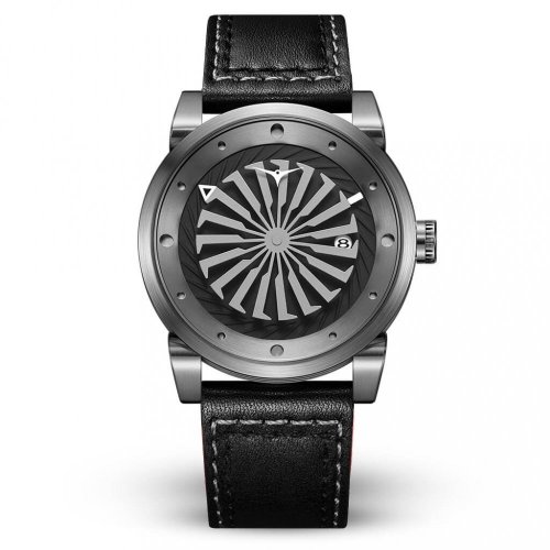 Męski czarny zegarek Zinvo Watches z paskiem z prawdziwej skóry Blade Gunmetal - Black 44MM