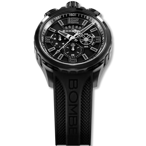 Men's black Bomberg Watch with rubber strap DEEP BLACK 45MM