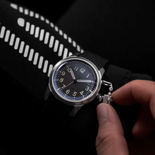 Reloj Praesidus Plata para hombres con una banda elástica A-5 UDT: Black Rubber Tropic 38MM Automatic