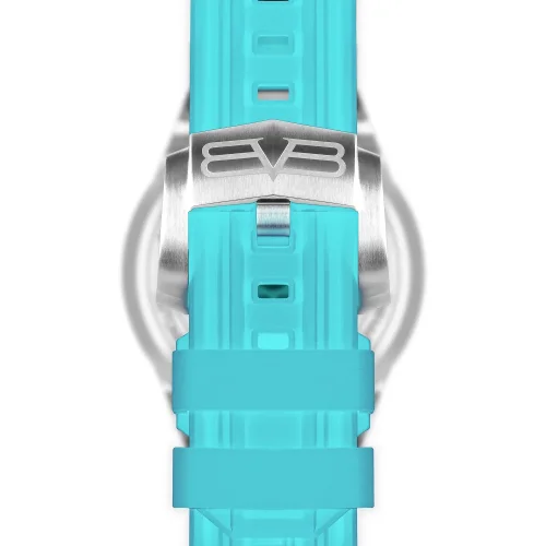 Zilveren herenhorloge van Bomberg Watches met een rubberen band TEAL LAGOON 43MM Automatic