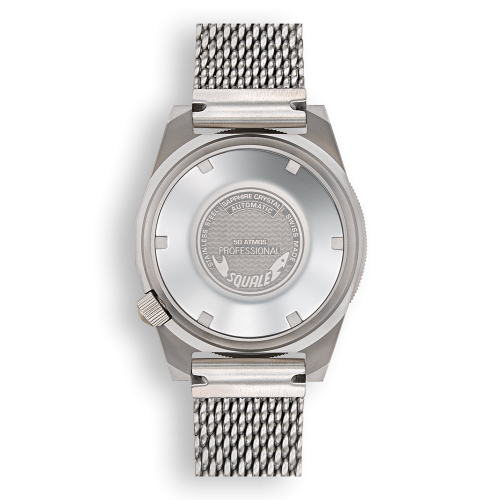 Herrenuhr aus Silber Squale mit Stahlband 1521 Ocean Mesh Blasted - Silver 42MM Automatic