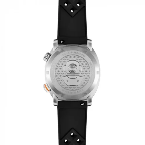 Męski srebrny zegarek Circula Watches z gumowym paskiem SuperSport - Black 40MM Automatic