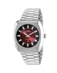 Relógio Mondia de prata para homem com pulseira de aço History - Silver / Red 38 MM Automatic
