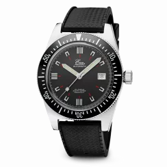 Men's silver Eza watch with leather strap 1972 Diver Grey Leather - 40MM Automatic