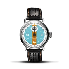Silberne Herrenuhr Ferro & Company mit Ledergürtel Distinct 3 GLF 42MM