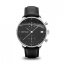 Men's silver About Vintage watch with genuine leather belt Chronograph Steel / Black 1844 41MM