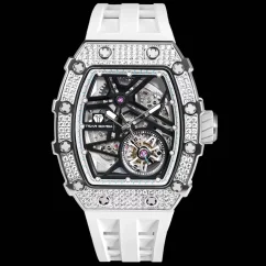 Men's silver Tsar Bomba Watch with a rubber band TB8209D - Silver / White Automatic 43,5MM