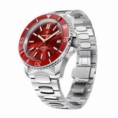 Men's Venezianico silver watch with steel strap Nereide 3321503C Red 42MM Automatic
