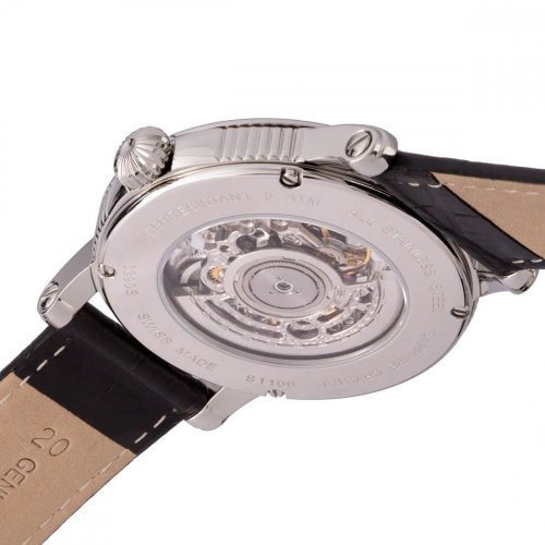 Men's silver Epos watch with leather strap Emotion 24H 3390.155.20.25.25 41MM Automatic