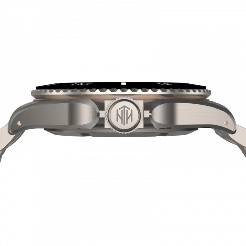 Montre NTH Watches pour homme en argent avec bracelet en acier Barracuda With Date - Polar White Automatic 40MM