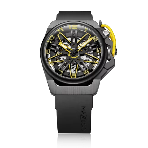 Czarny męski zegarek Mazzucato z gumowym paskiem RIM Gt Black / White - 42MM Automatic