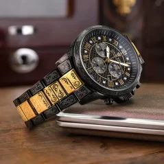 Čierne pánske hodinky Louis XVI s oceľovým pásikom Palais Royale 1091 - Black 43MM
