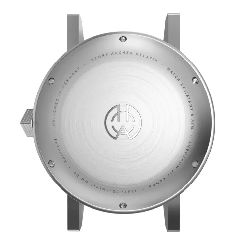 Men's silver Henryarcher watch with steel strap Relativ - Karmin Harbor Grey 41MM